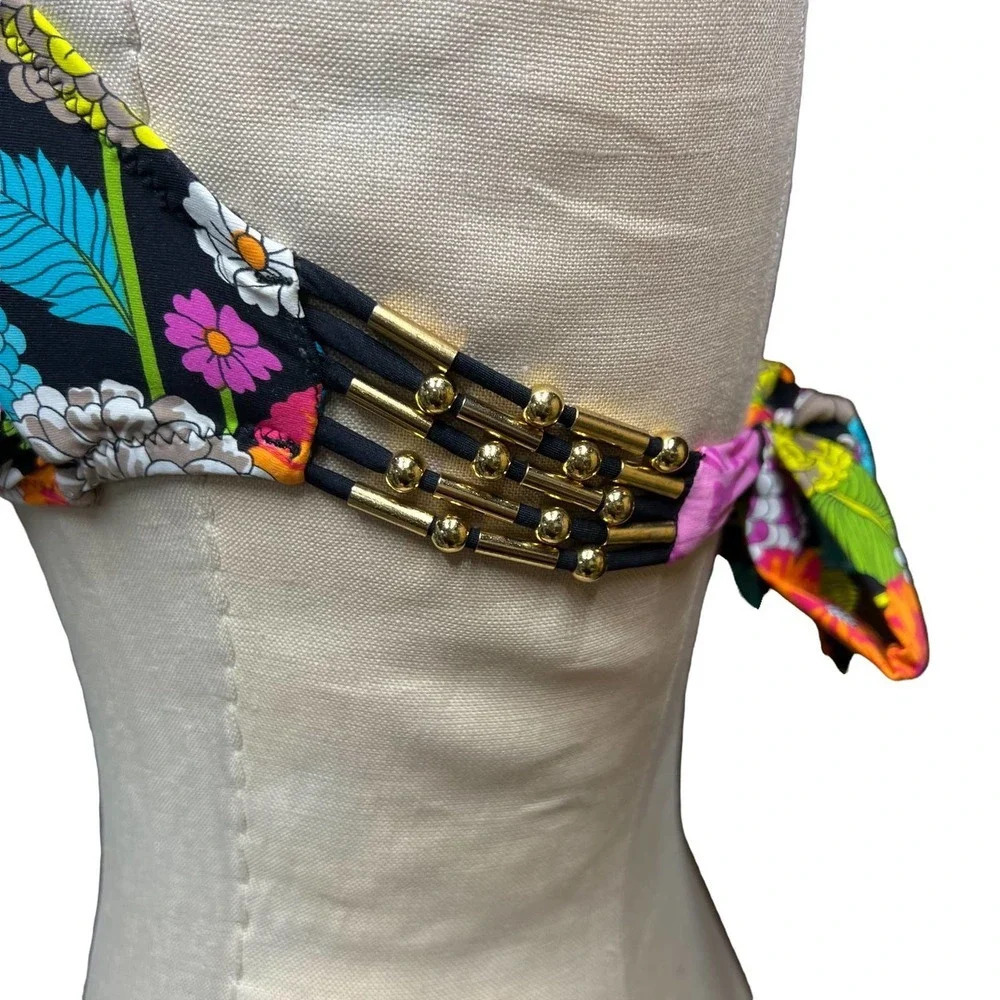 Trina Turk Santiago Vibrant Floral Bikini Bandeau Top Size 6 - Picture 6 of 8